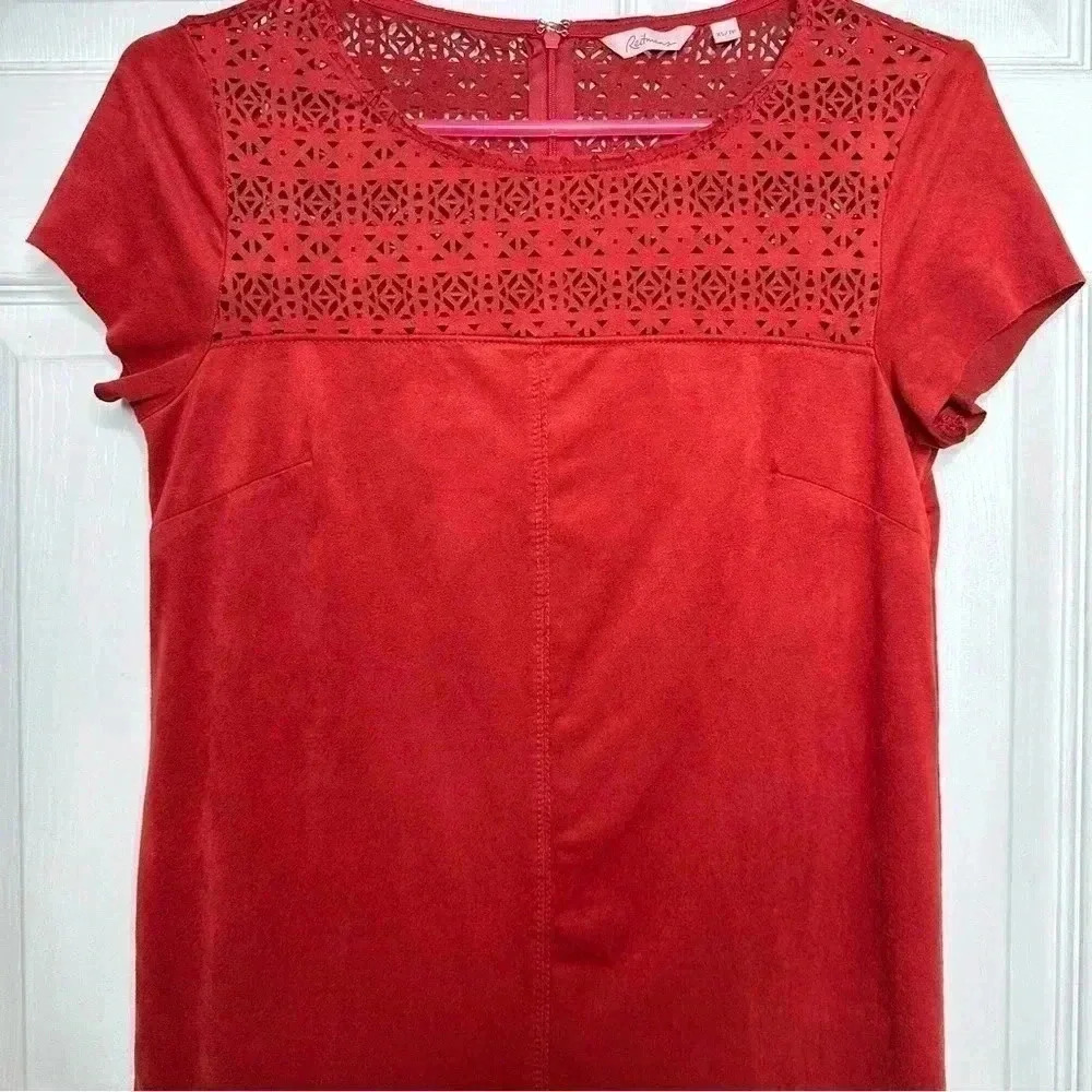 Reitman’s Shift Dress Midi Laser Cut Burn Orange Size Extra Small - Picture 2 of 16